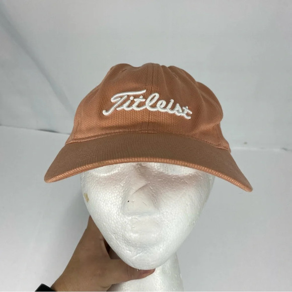 Titleist Peach Salmon Golf Hat Ball Cap Breast Cancer Symbol Adjustable - Picture 1 of 5